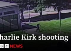Police release video showing Charlie Kirk shooting suspect fleeing scene | BBC News